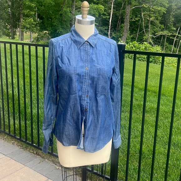 EILEEN FISHER WOMAN JEAN BUTTON DOWN SHIRT - Picture 1 of 5